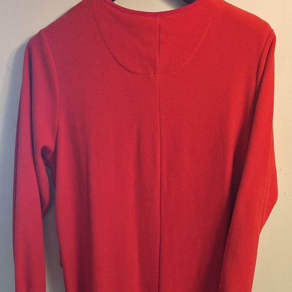 Red Fleece Sock Monkey Footed Onesie pajamas - Picture 4 of 4